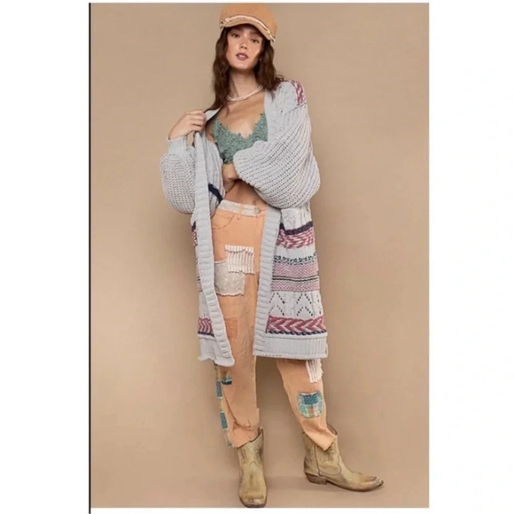 POL Boho Chunky Knit Cardigan Sweater-Sz Small - Picture 2 of 5